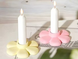 Molde silicona porta vela flor